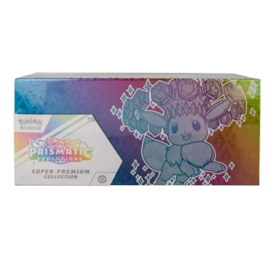 pokémon prismatic evolutions super premium collection box​ with exclusive promo cards, prismatic accessories, and Pokémon TCG booster packs