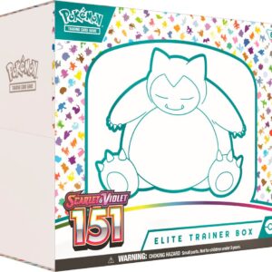 pokémon 151 elite trainer boxes​ includes 9 Scarlet & Violet booster packs, exclusive promo, card sleeves, dice, and storage box for collectors.