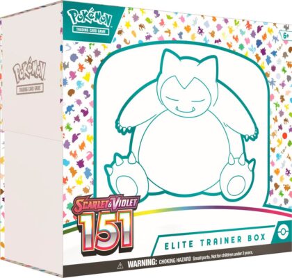 pokémon 151 elite trainer boxes​ includes 9 Scarlet & Violet booster packs, exclusive promo, card sleeves, dice, and storage box for collectors.