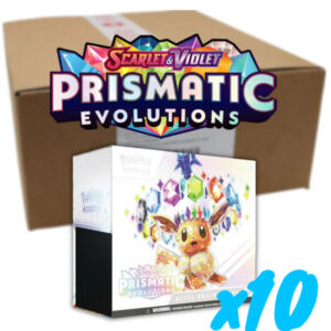 Buy Pokemon Scarlet & Violet Prismatic Evolutions Elite Trainer Box with booster packs, exclusive promo card, premium accessories, and stunning artwork.